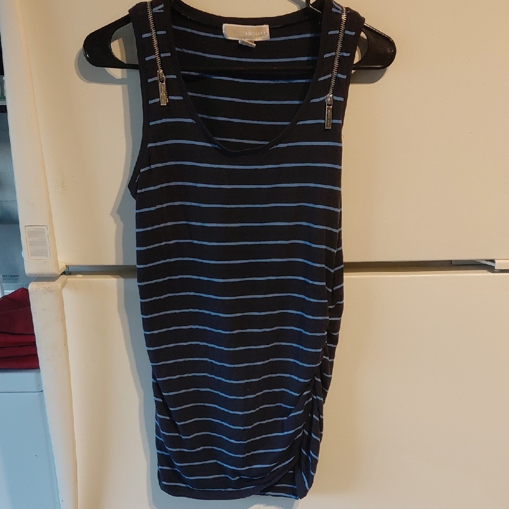 Michael Kors Black and White Striped Tank Top